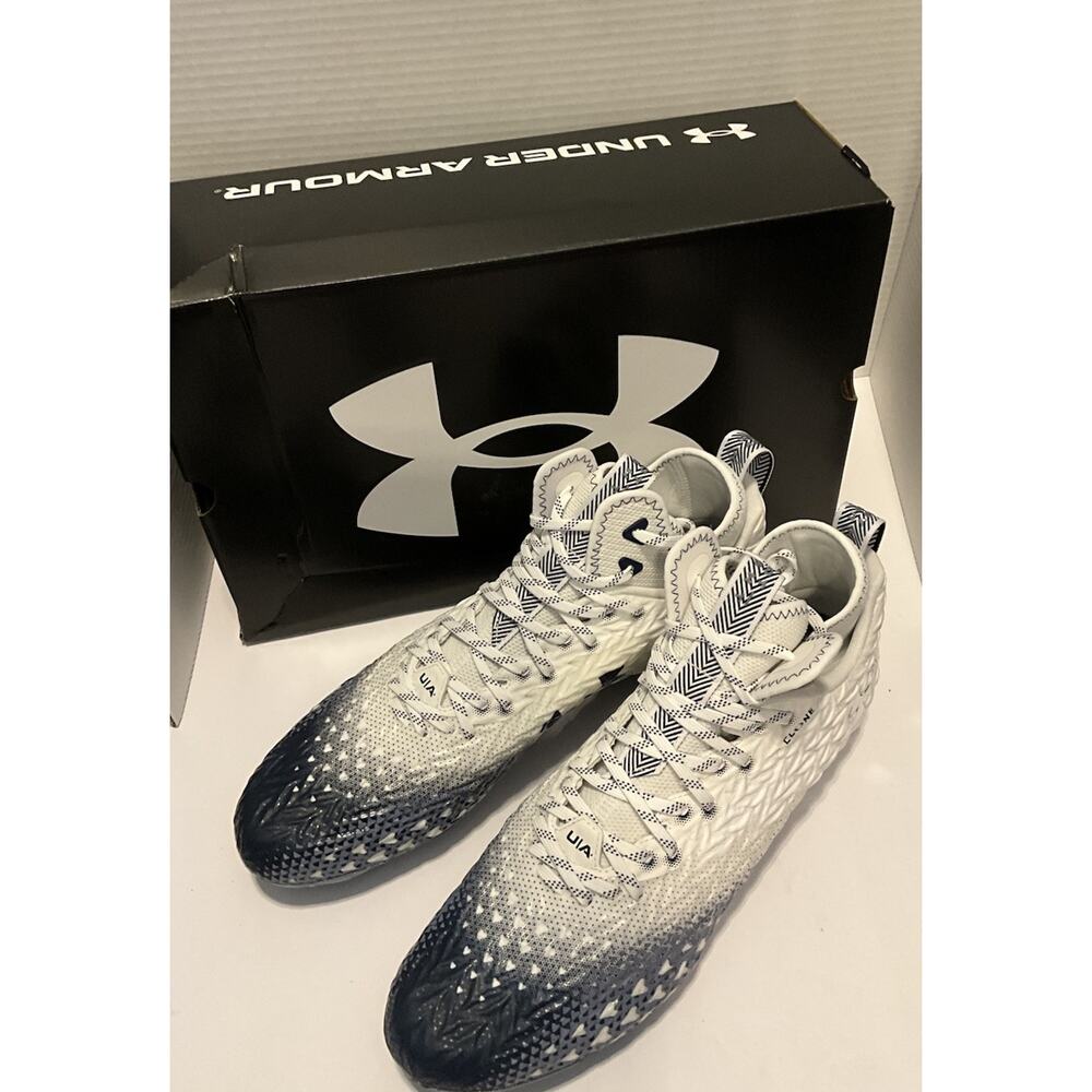 Under Armour UA Spotlight Clone 3.0 MC Cleats Men’s Sz 14 White Navy NEW